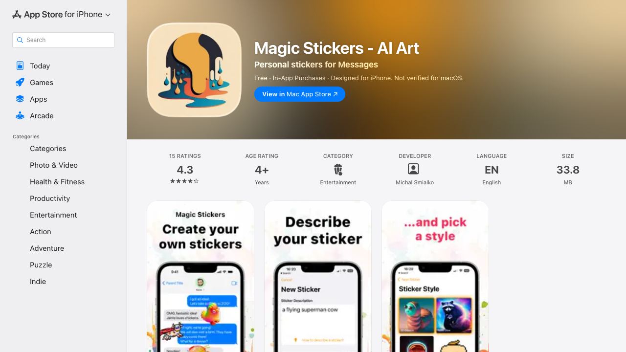 Magic iMessage Stickers - AI 网站截图