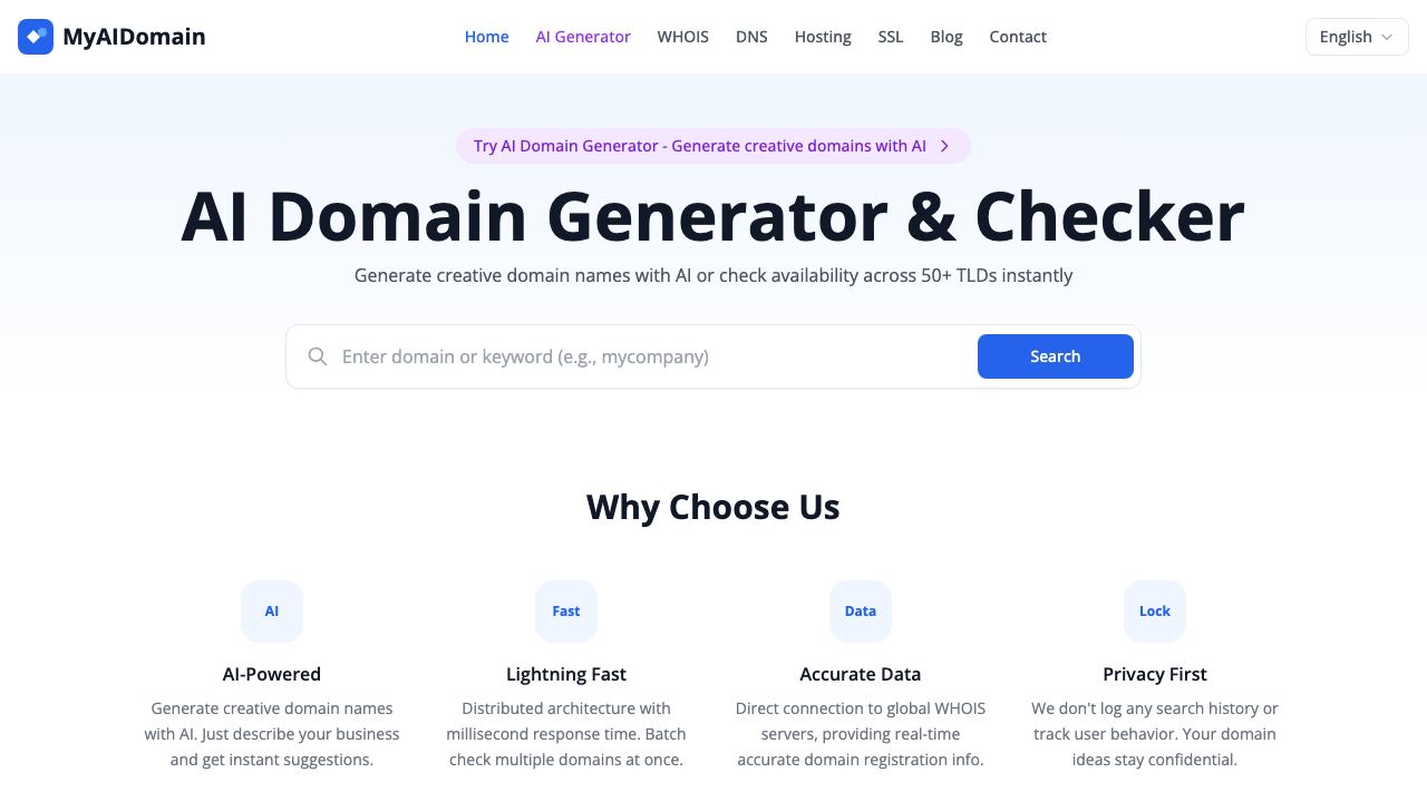 My AI Domain website screenshot