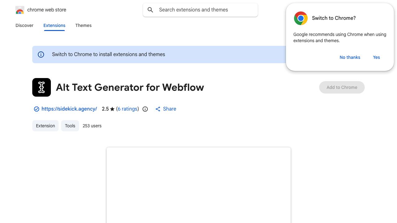 Alt Text Generator for Webflow 网站截图