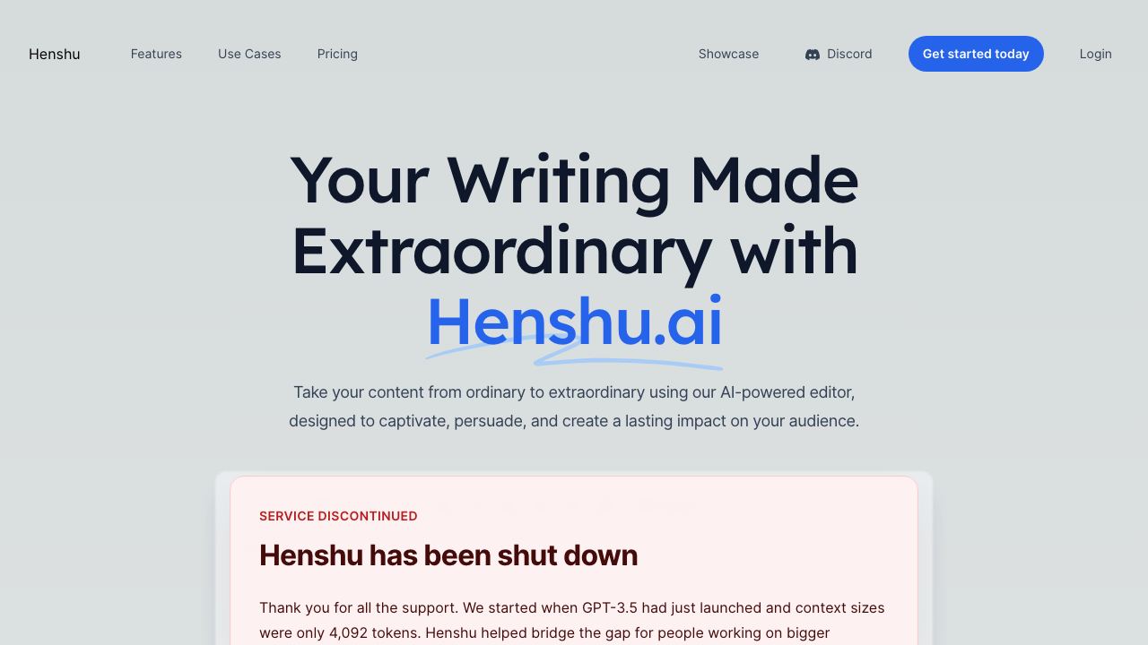 Henshu.ai website screenshot