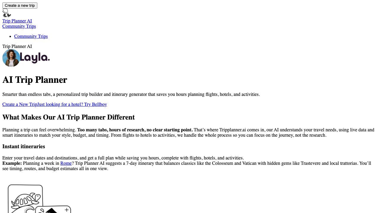 Tripplanner website screenshot