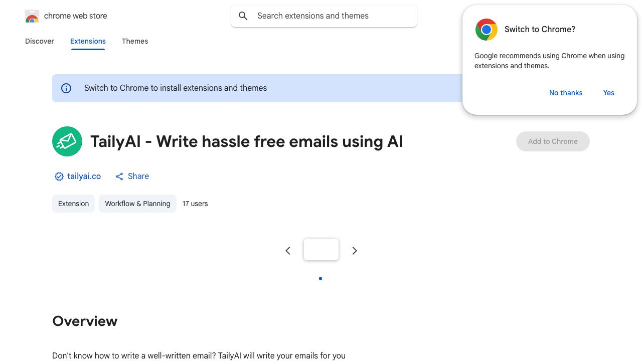 TailyAI - Write hassle free emails using AI 网站截图