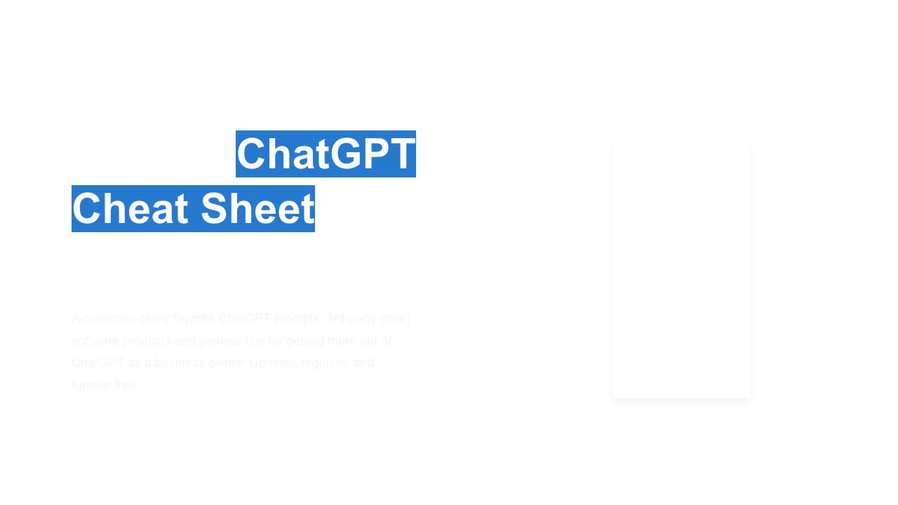 GPT Cheat Sheet website screenshot
