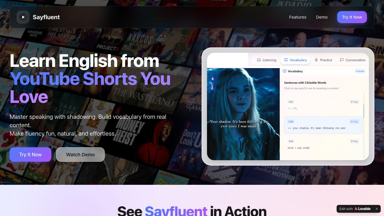 SayFluent 网站截图
