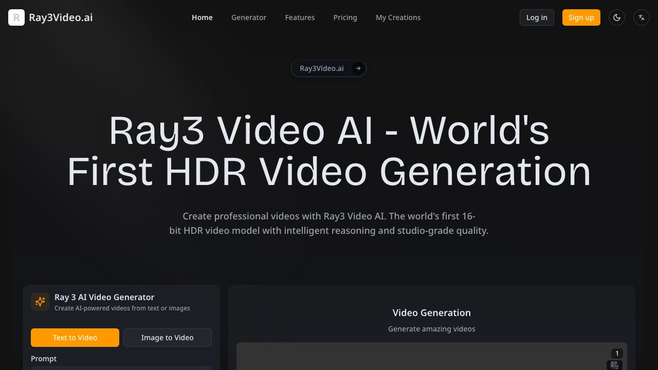 Ray3 Video AI website screenshot