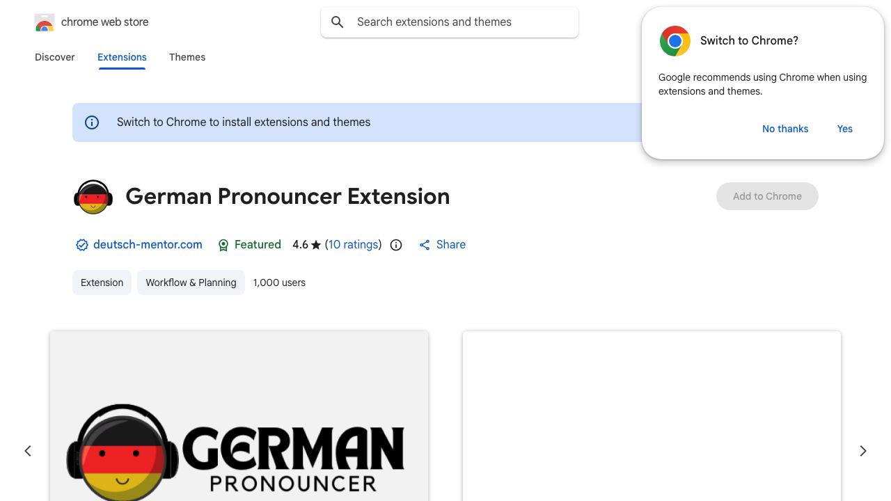 German Pronouncer Extension 网站截图