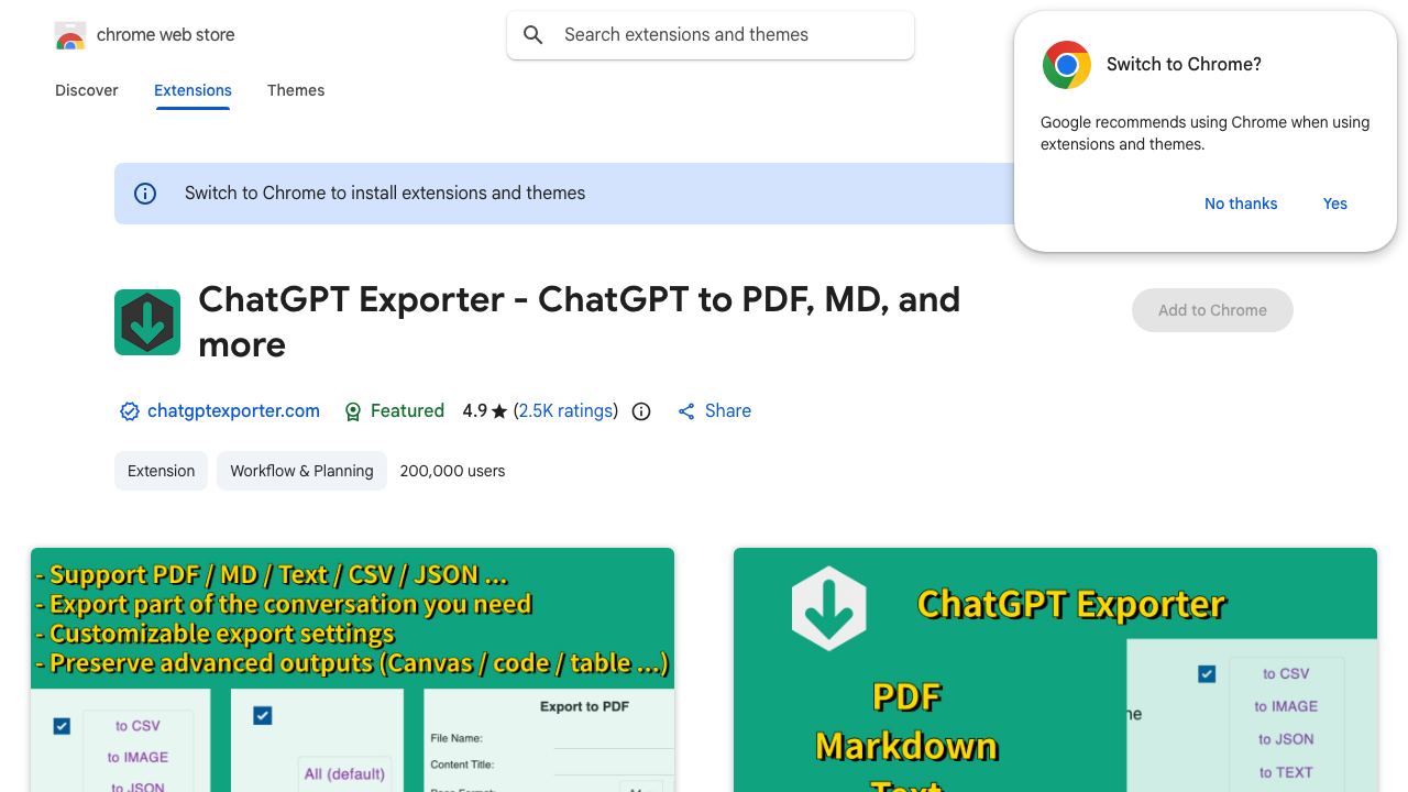 ChatGPT Exporter 网站截图