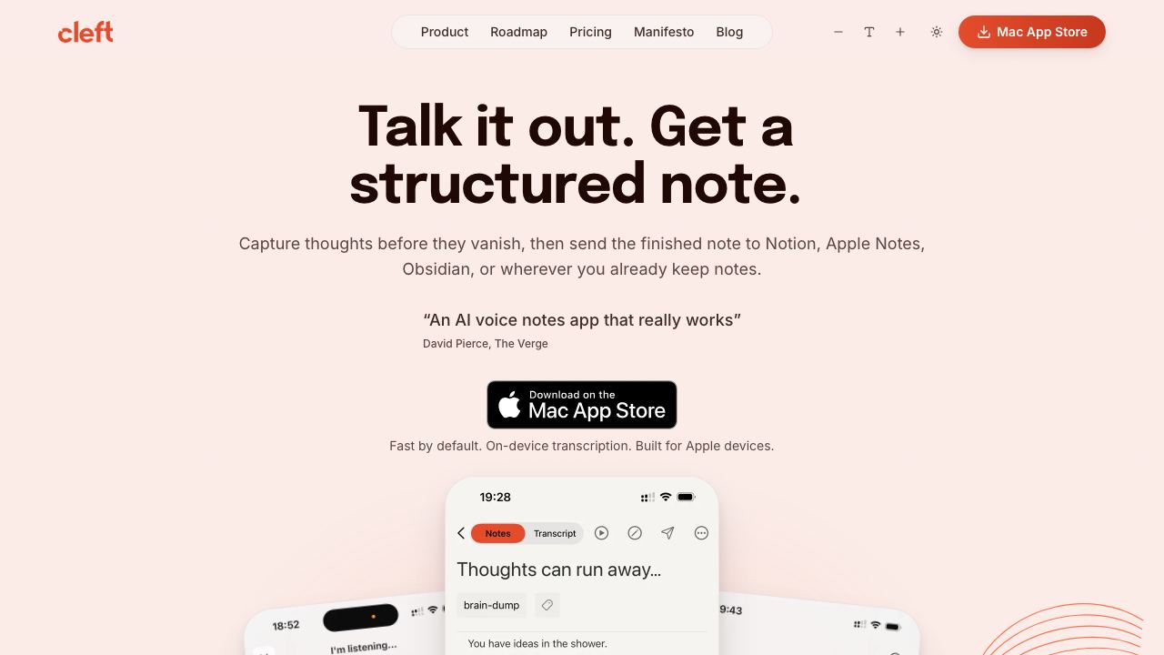 Cleft Notes website screenshot