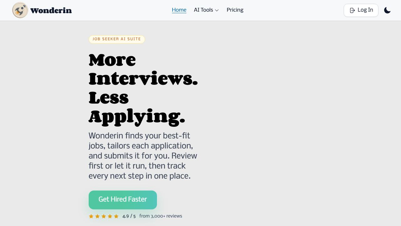 Wonderin Resume AI 网站截图