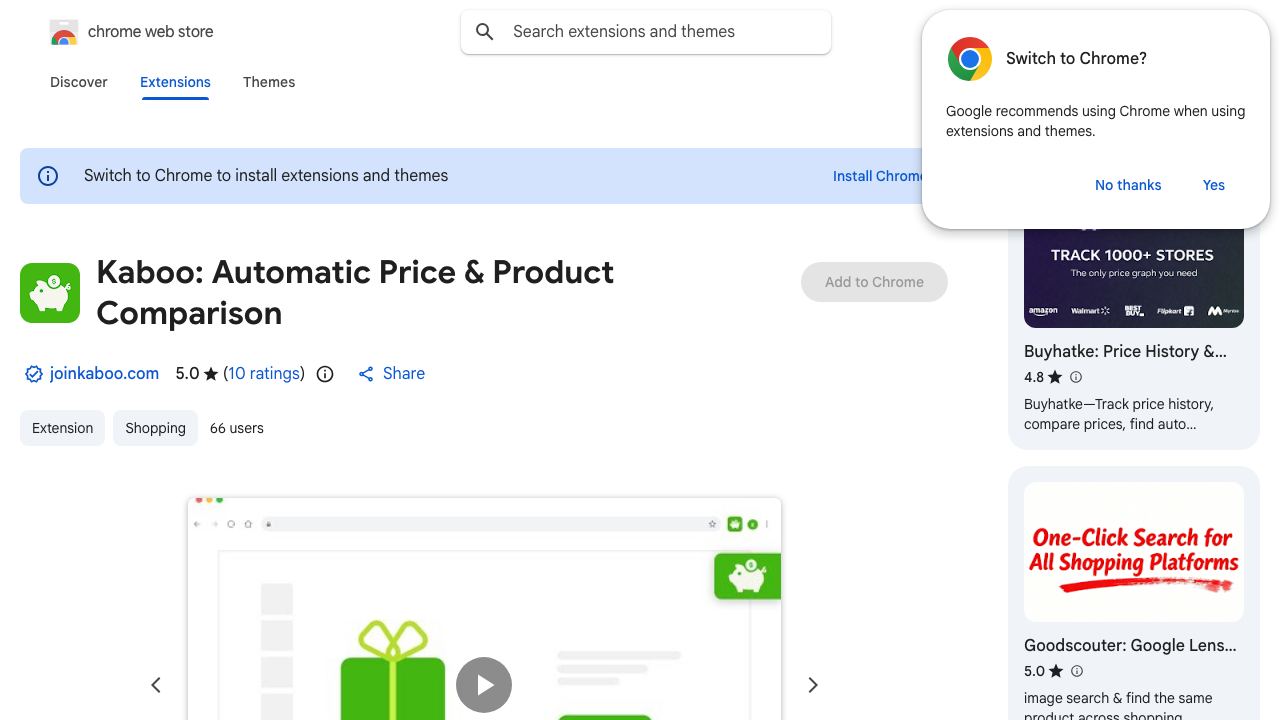 Kaboo: Automatic Price & Product Comparison 网站截图