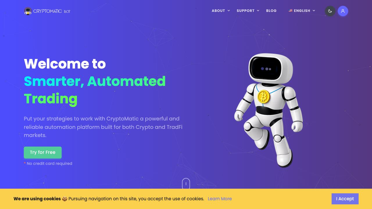 CryptoMatic Bot website screenshot