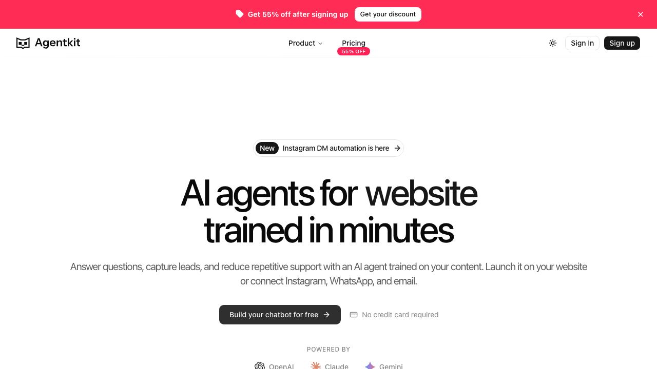 AgentKit website screenshot