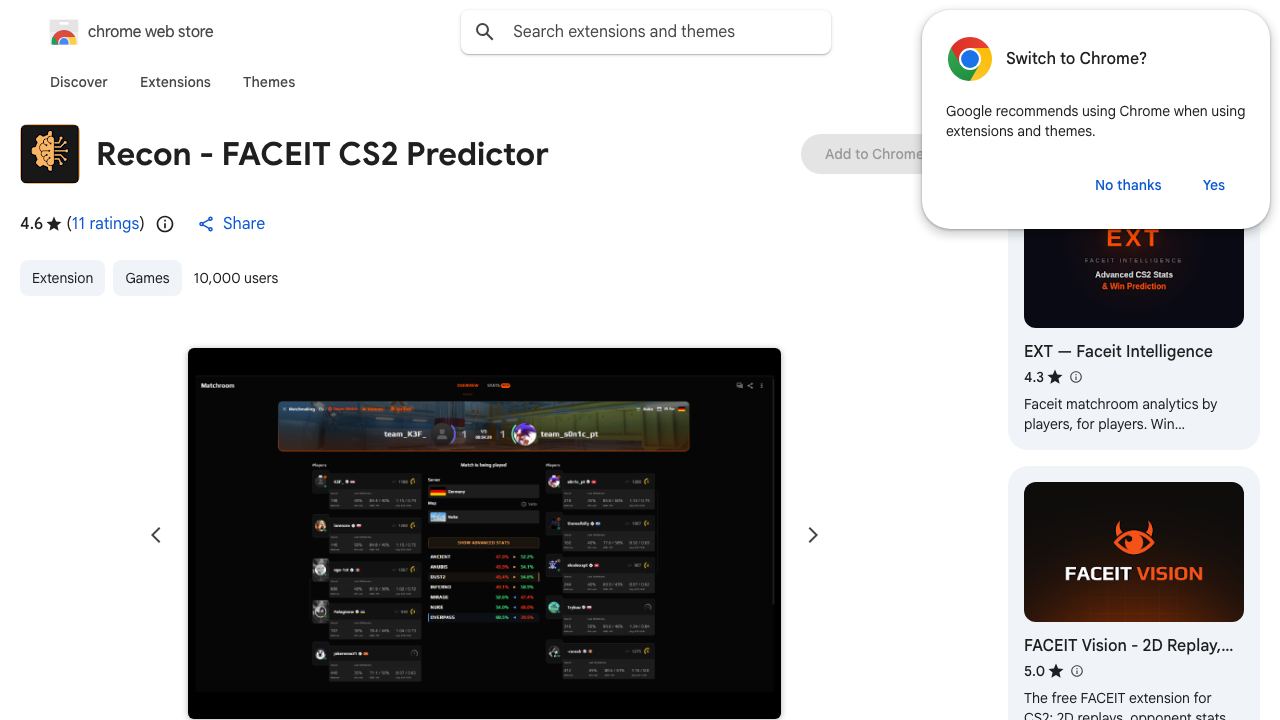 FACEIT CS2 Precitor 网站截图