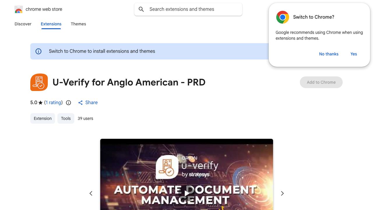 U-Verify for Anglo American - PRD 网站截图