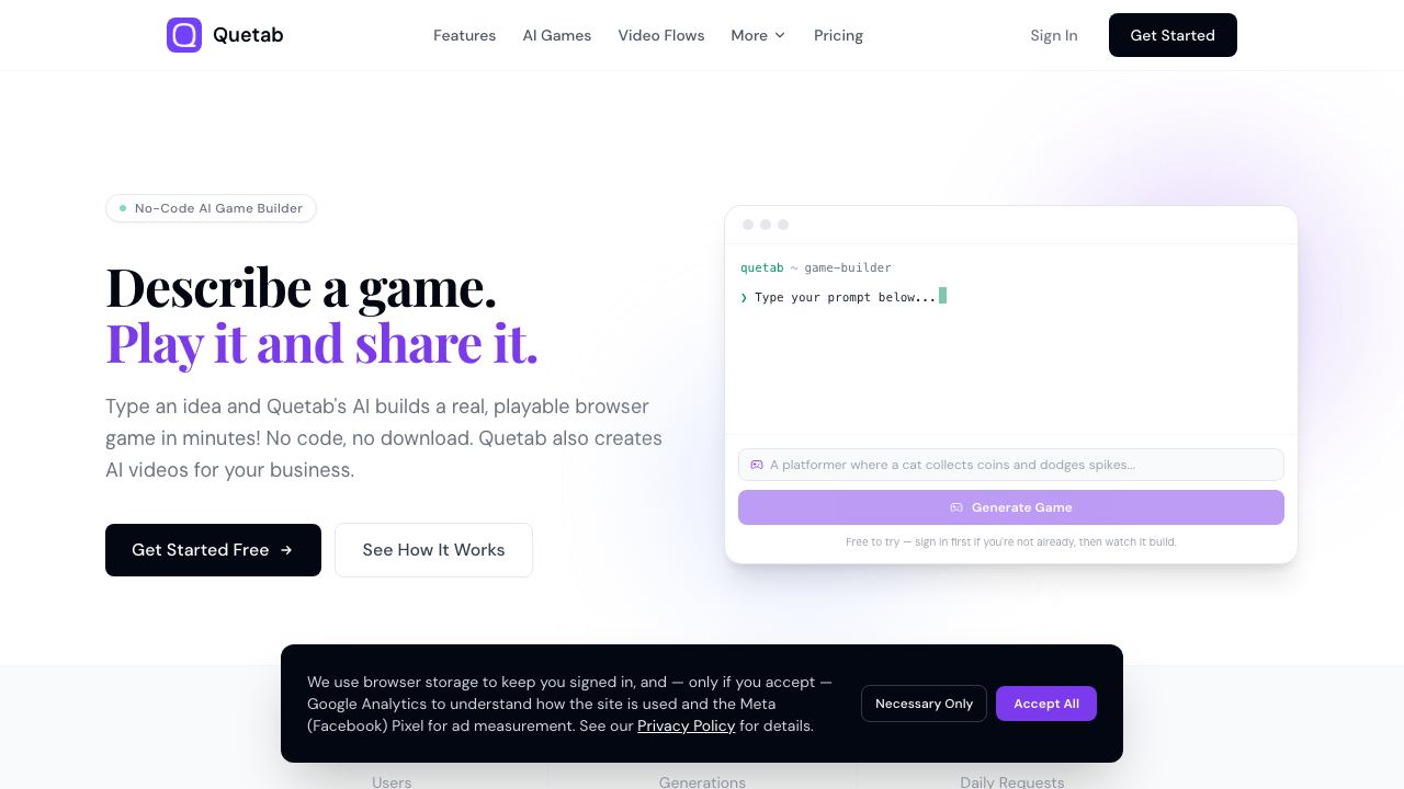 Quetab - AI Flashcard & Quiz Generator 网站截图