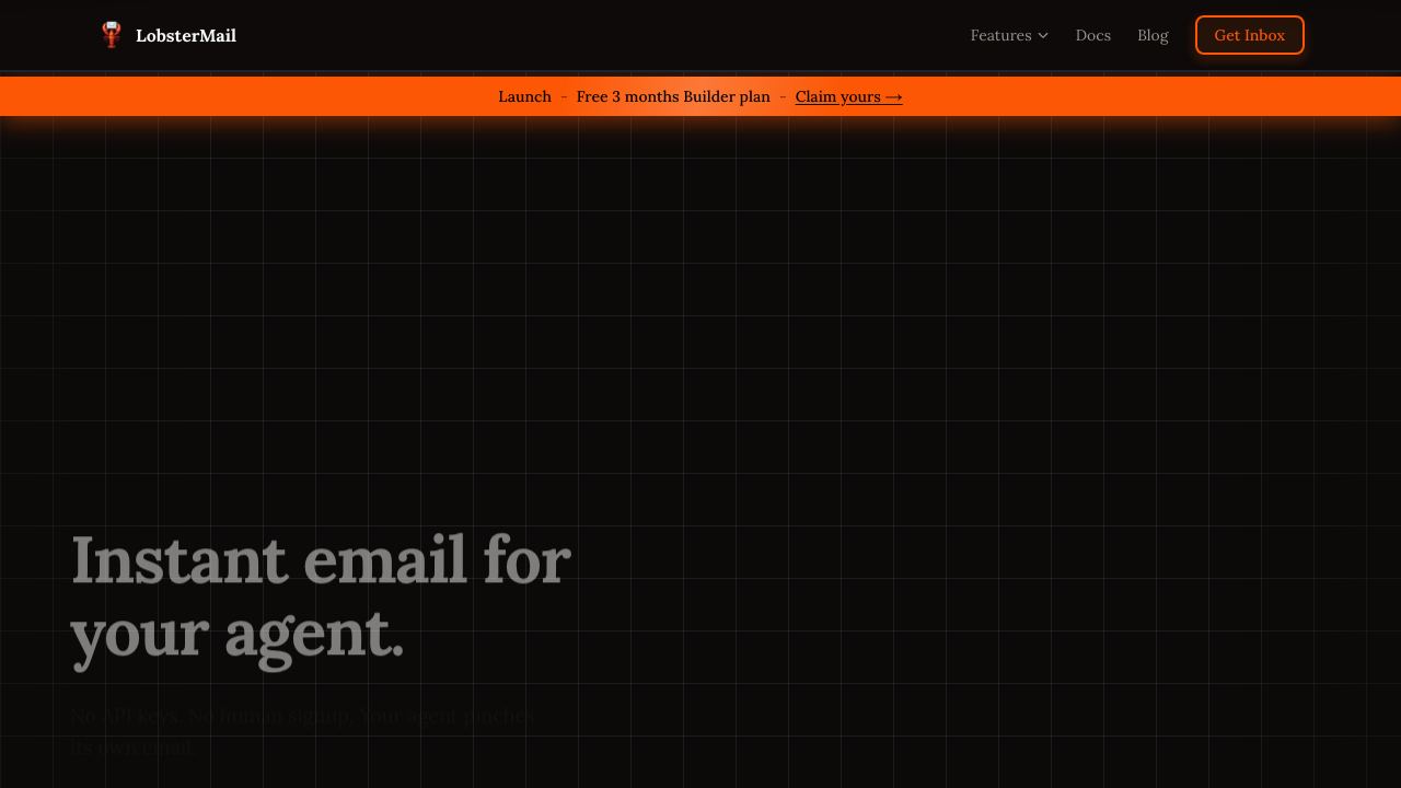 LobsterMail 网站截图