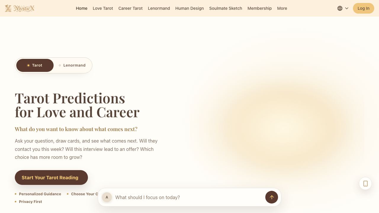 MysticX.AI website screenshot