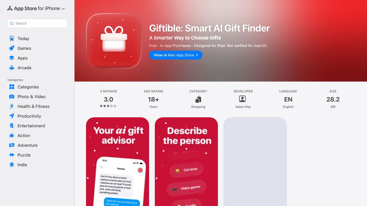 Giftible 网站截图