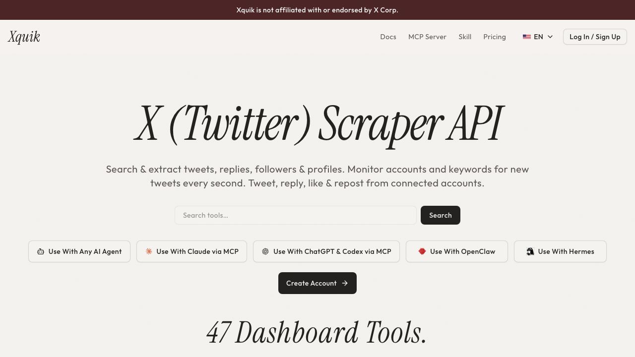 Xquik website screenshot