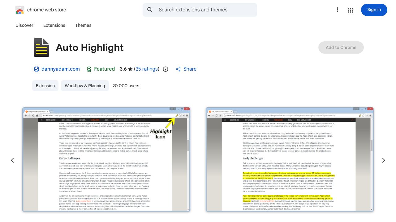 Auto Highlight 网站截图