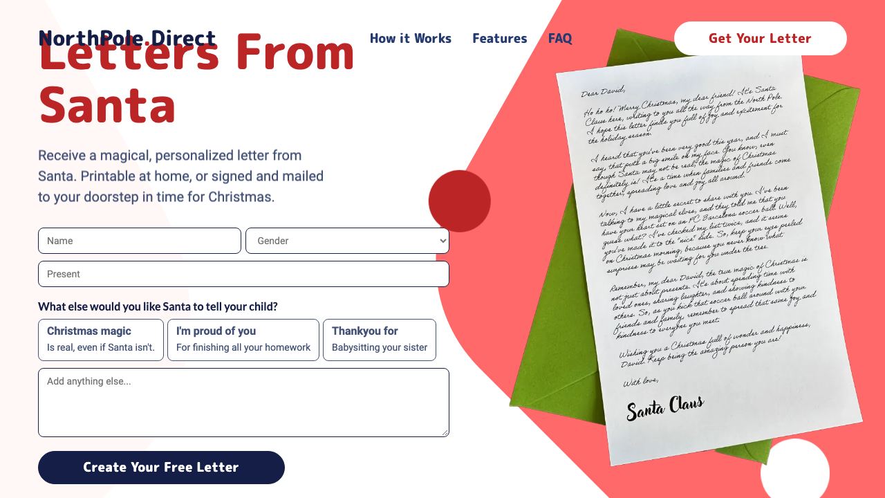 Letters from Santa 网站截图