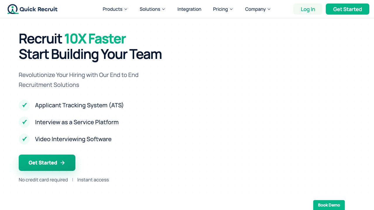 Quick Recruit website screenshot