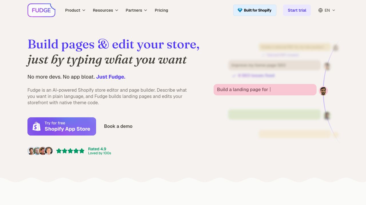 Fudge website screenshot