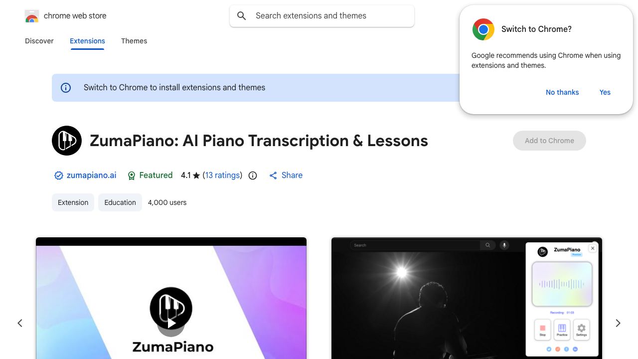 ZumaPiano website screenshot