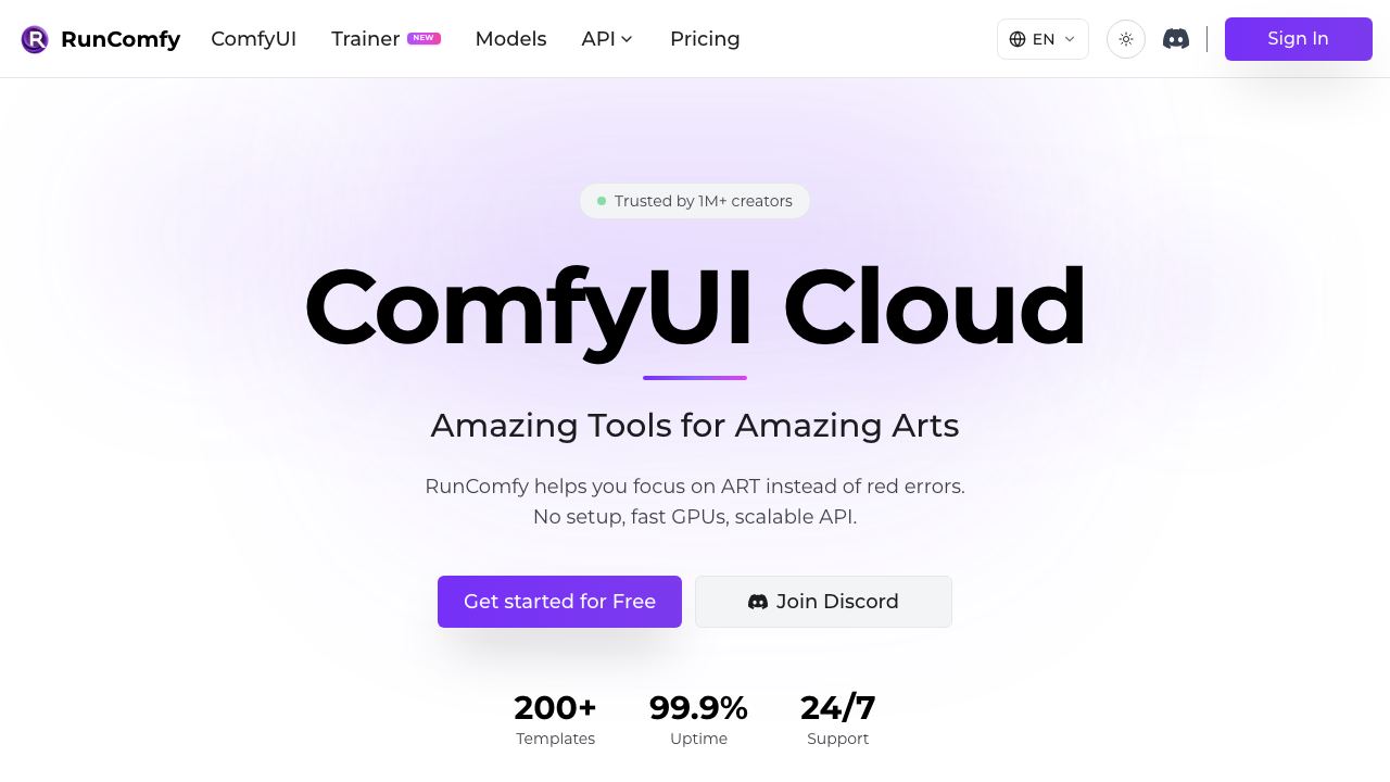 RunComfy 网站截图