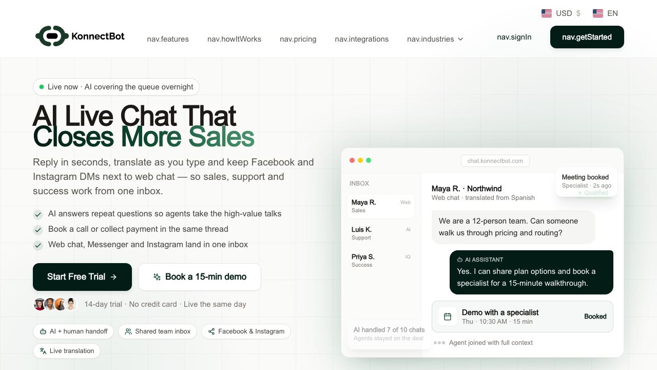 KonnectBot 网站截图