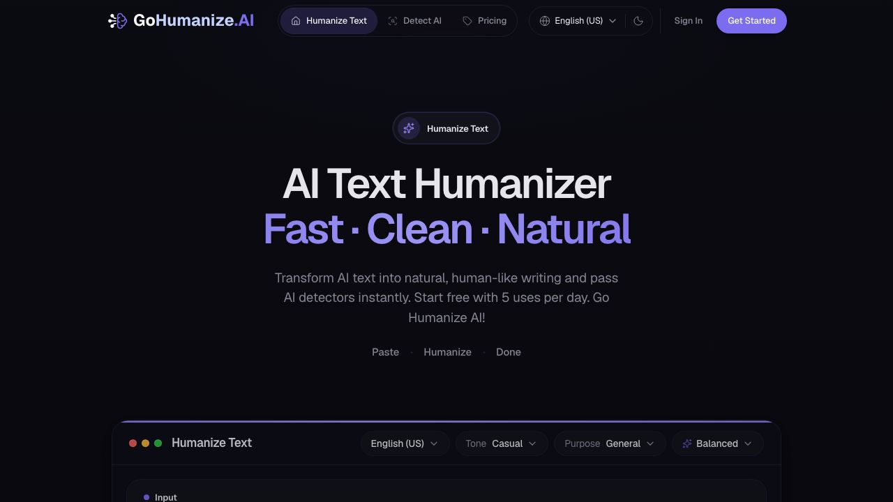 GoHumanize 网站截图