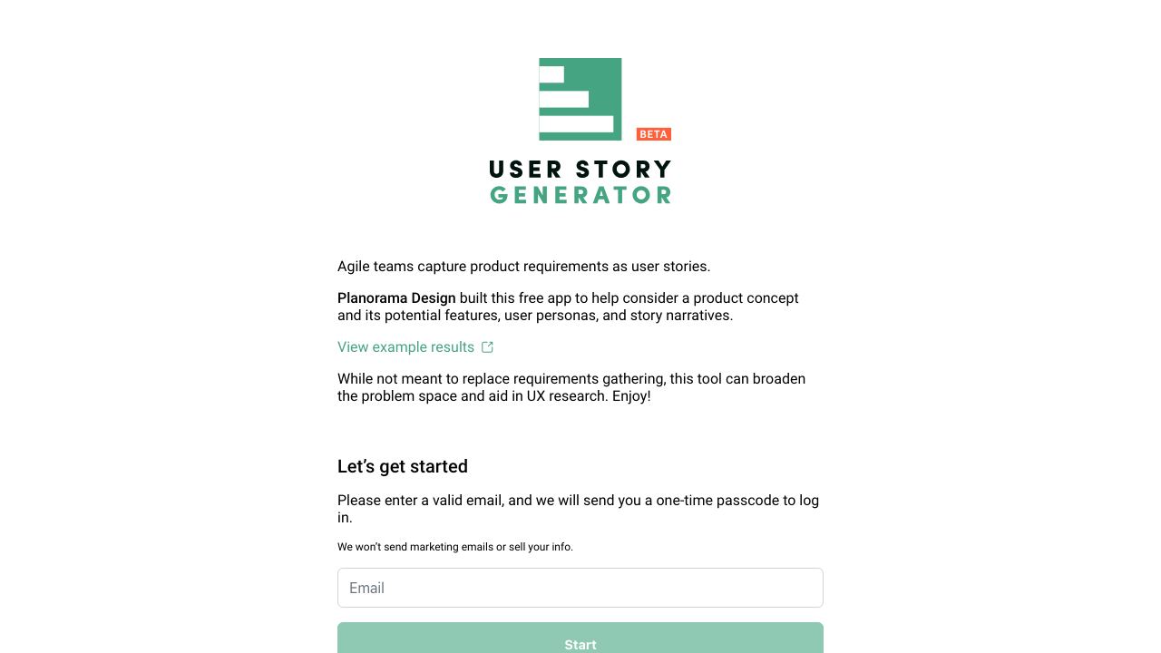 User Story Generator 网站截图