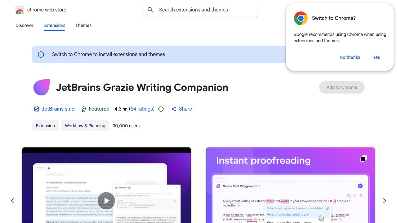 JetBrains Grazie: Writing Assistant 网站截图