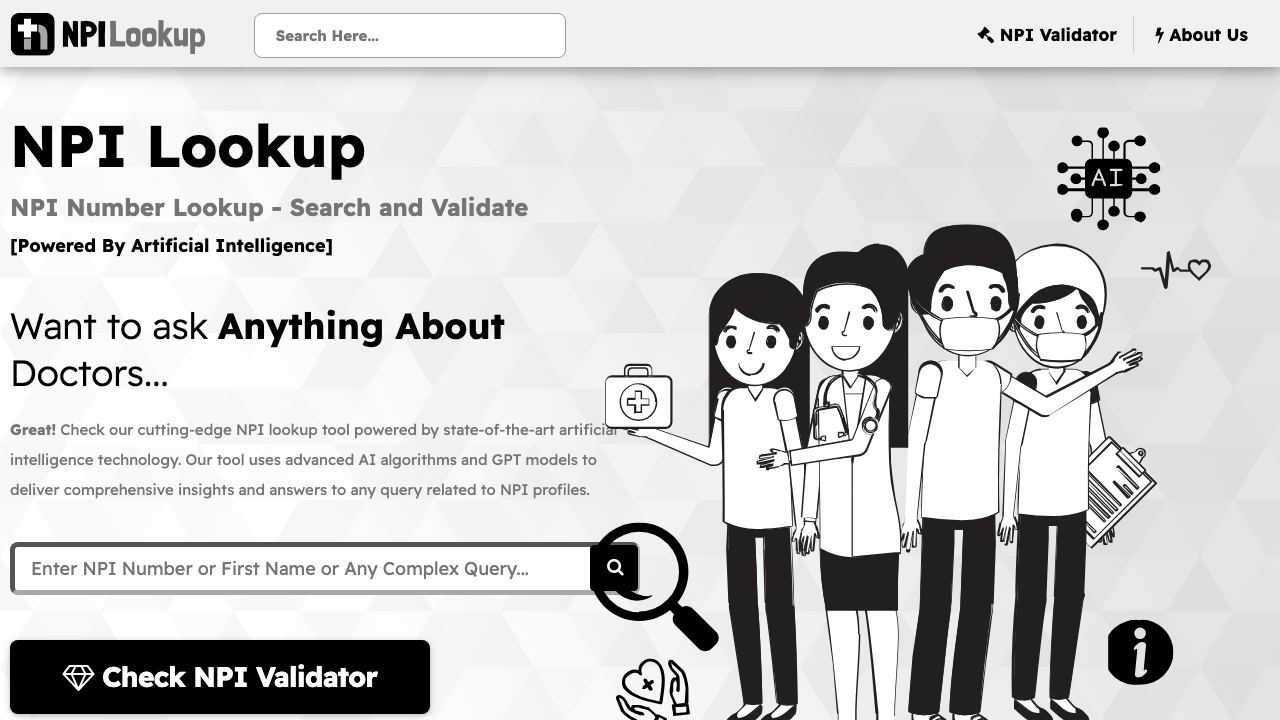 NPI Lookup 网站截图