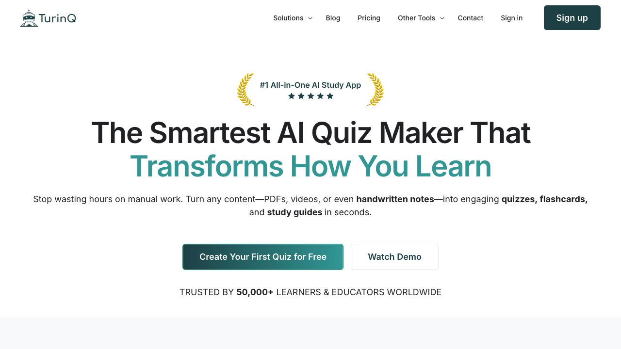 Turinq.com AI Question and Exam Generator 网站截图