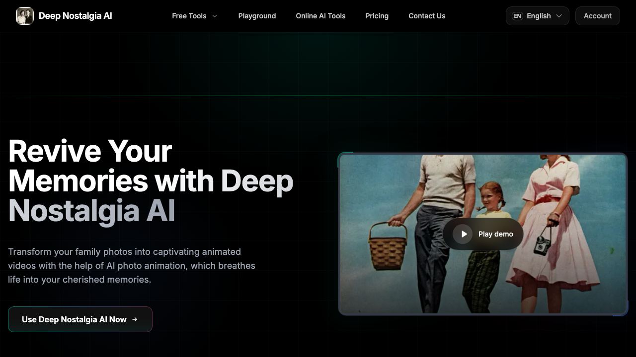 Deep Nostalgia AI COM 网站截图