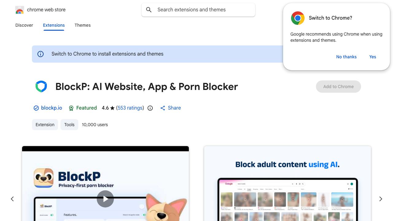 BlockP: AI Website, App & Porn Blocker website screenshot