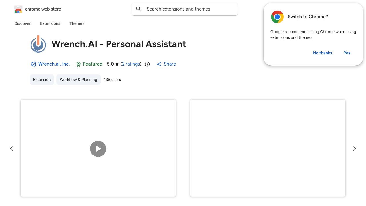 AI Virtual Assistant: Wrench.ai 网站截图