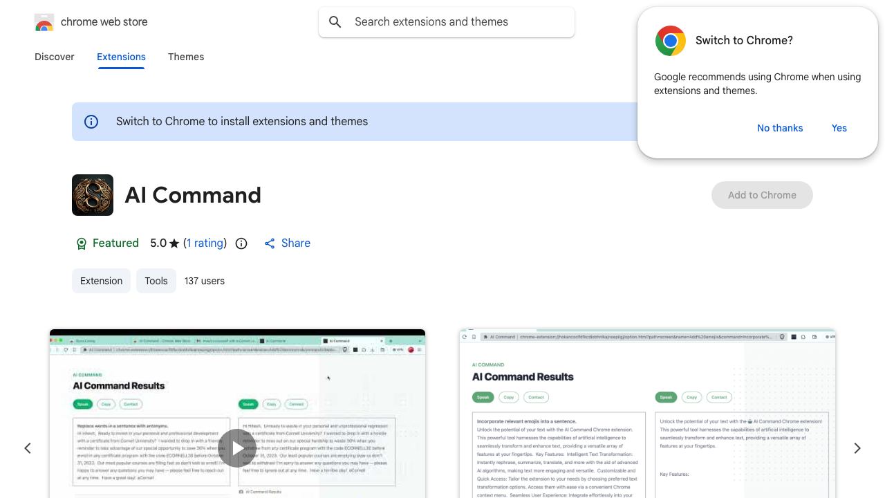 AI Command 网站截图