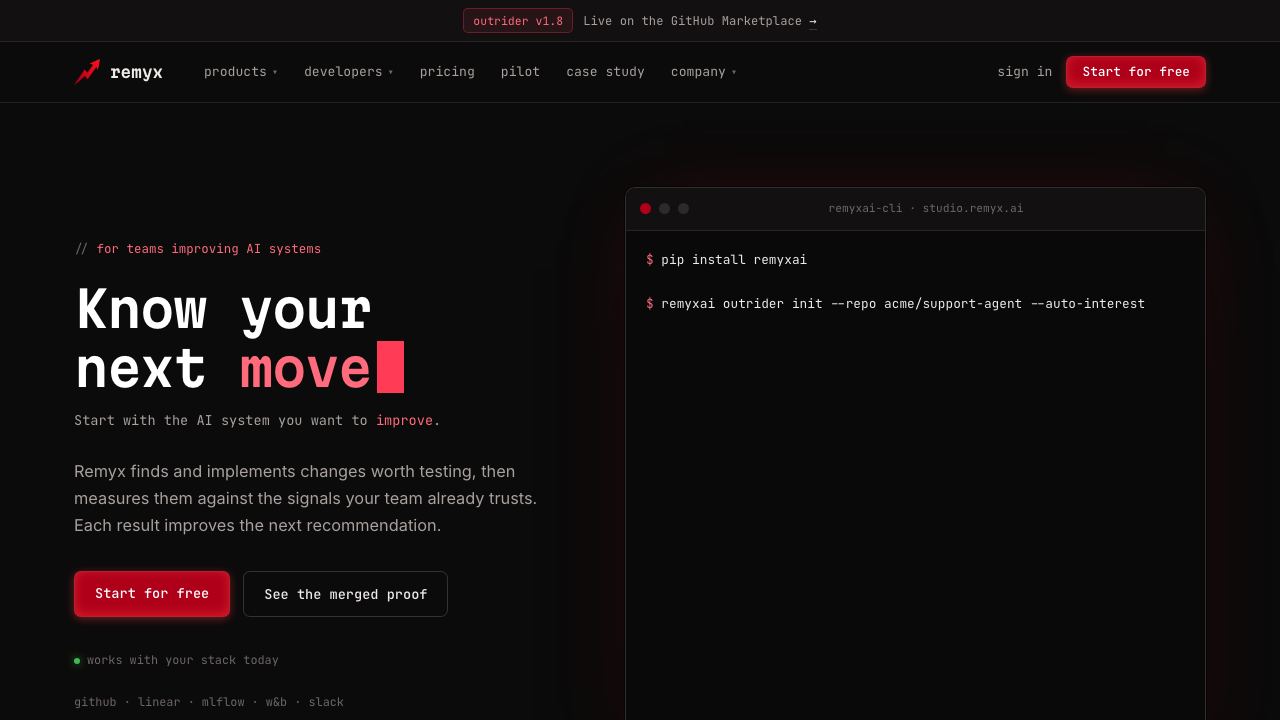 Remyx AI website screenshot
