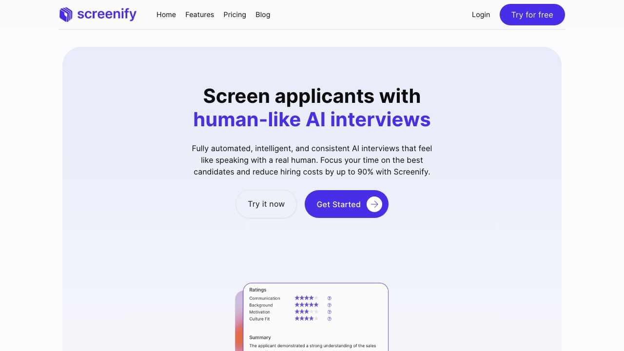 Screenify website screenshot