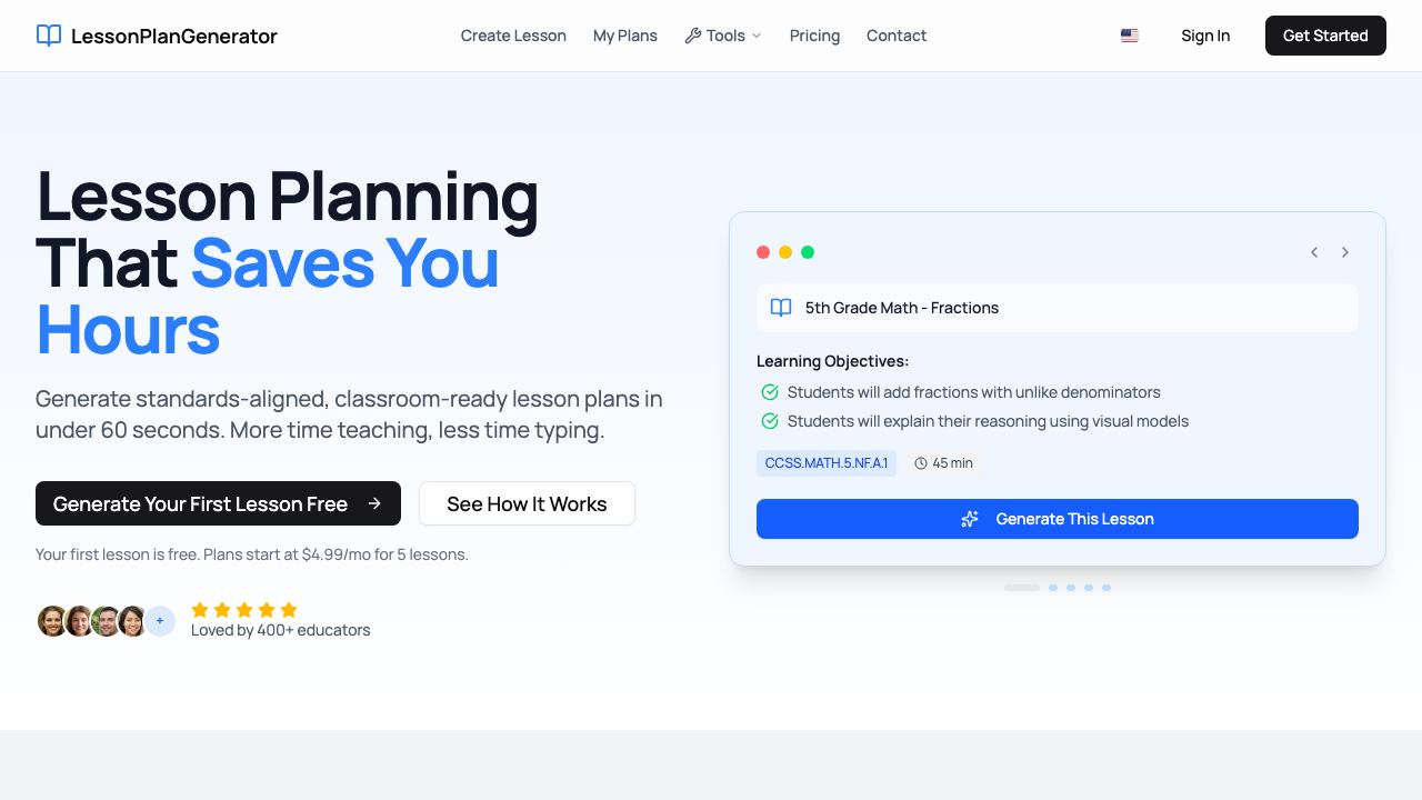 Lesson Plan Generator 网站截图