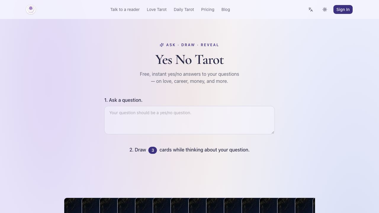 AI yes-or-no tarot reader 网站截图