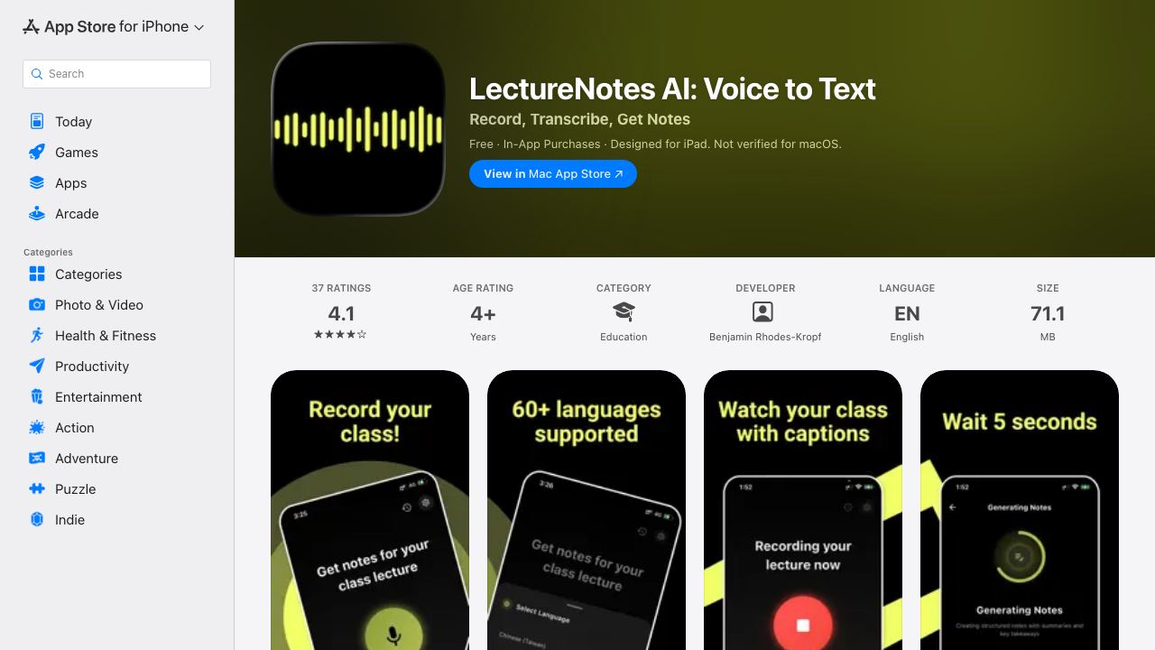 Lecture Notes AI website screenshot