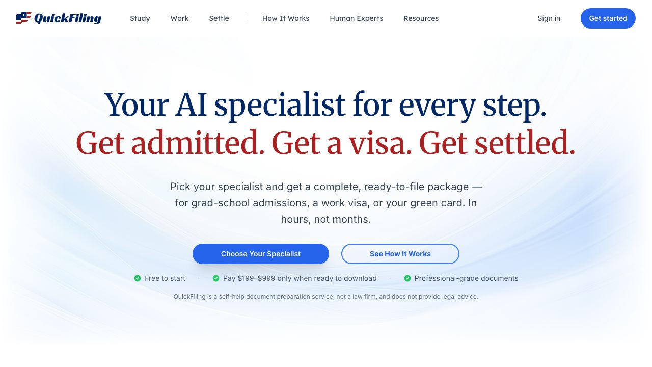 QuickFiling website screenshot