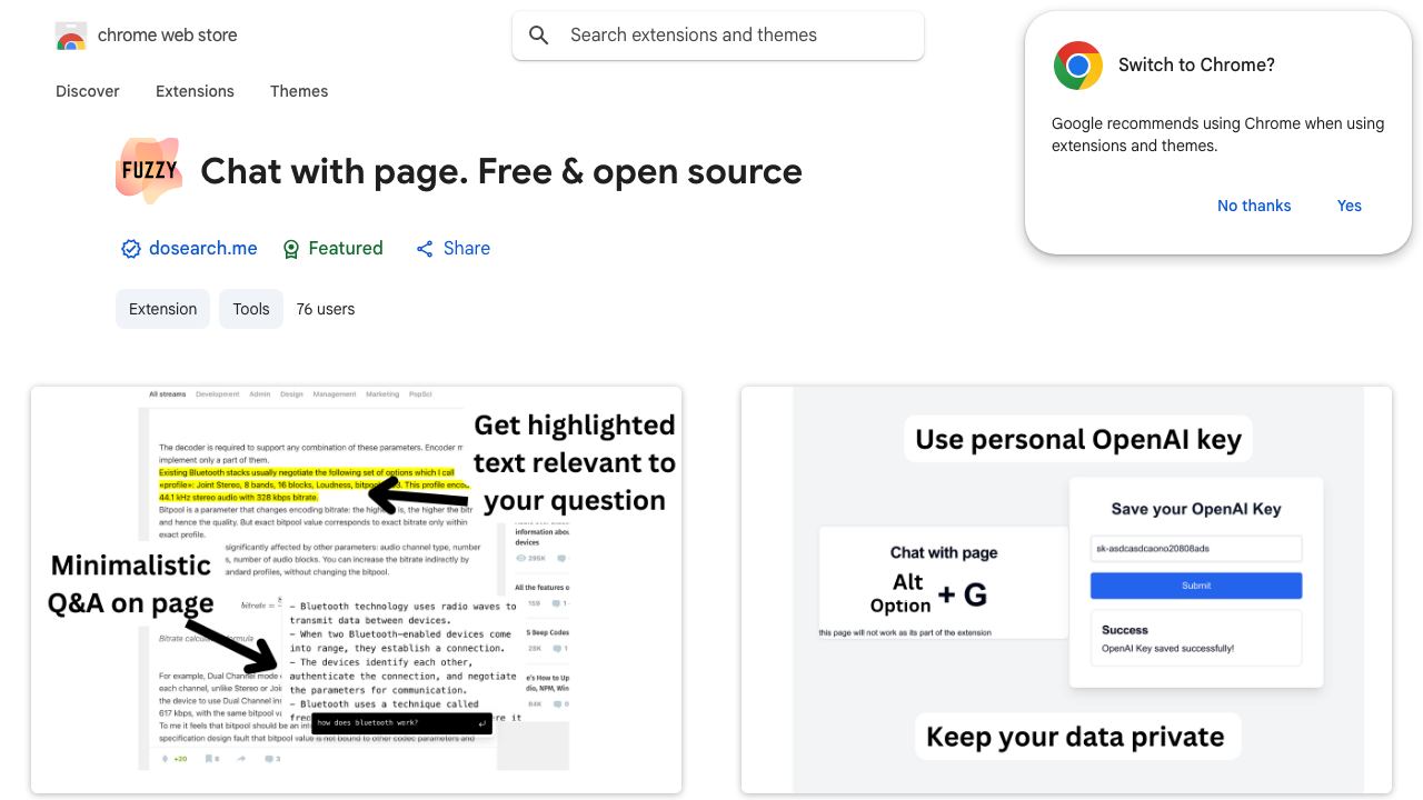Chat with page. Free & Open source 网站截图