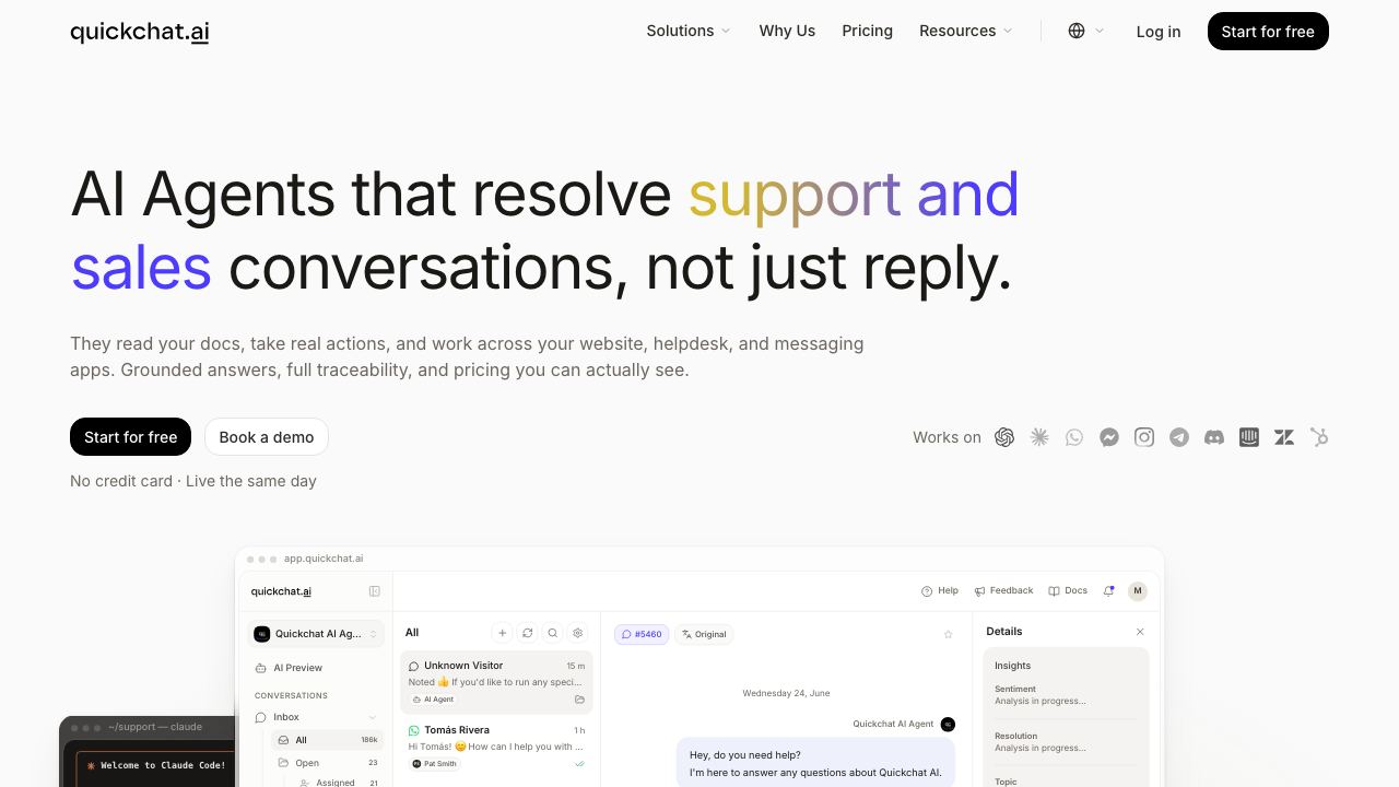 Quickchat AI website screenshot