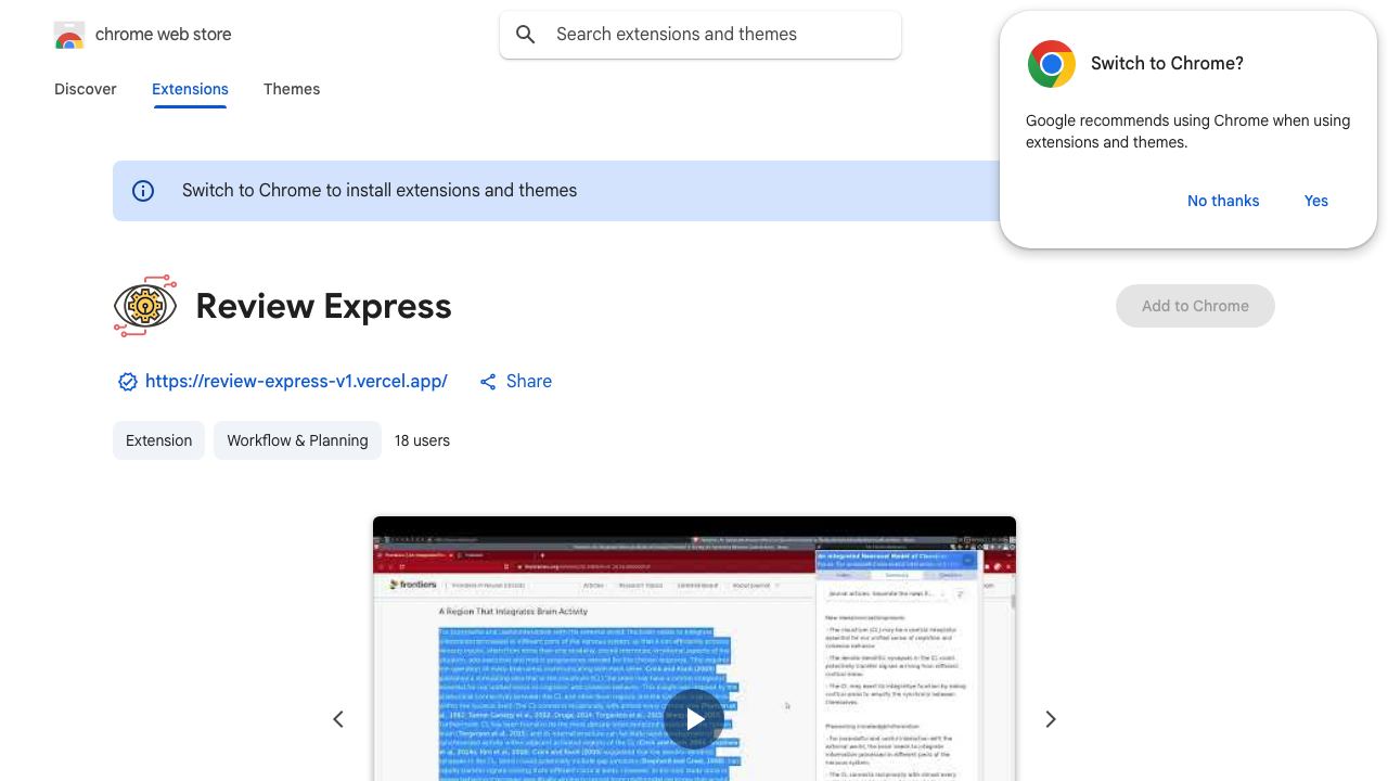 Review Express website screenshot