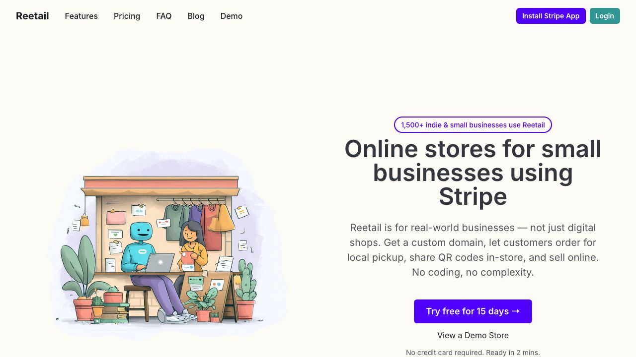 Reetail website screenshot
