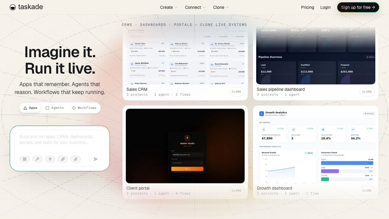 Taskade website screenshot